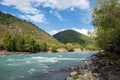 Koksu river gorge in Kazakhstan. Tourism, travel in Dzungarian Alatau concept
