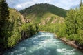 Koksu river gorge in Kazakhstan. Tourism, travel in Dzungarian Alatau concept