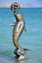 KOKTEBEL, CRIMEA Ã¢â¬â MAY 28, 2019: Dolphin statue at Koktebel beach