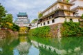 Kokura-jo Castle, Japanese Castle in Katsuyama Public Park,Filled with red leaves In the fall leaves.at Kitakyushu, Fukuoka