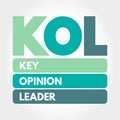 KOL - Key Opinion Leader acronym, business concept background Royalty Free Stock Photo