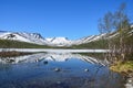 Russia, Kola Peninsula, Khibiny. The lake Small Vudyavr in summer in sunny day