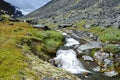 Kola Peninsula, Murmansk region, Lovozero tundras in summer. Small waterfall Royalty Free Stock Photo