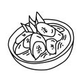 Kolak Pisang Icon. Doodle Hand Drawn or Outline Icon Style