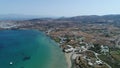 Kolimpithres beach on Paros island in the Cyclades in Greece viewed from the sky