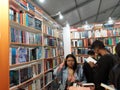 Kolkata book fair international,inside view of book stall with book lovers,