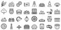 Kolkata icons set outline vector. India city