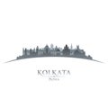 Kolkata India city silhouette white background