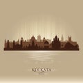 Kolkata India city skyline vector silhouette