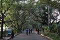 Kolkata, India - February 1, 2020: Several unidentified people walks through Minhaj Gardan park on February 1, 2020 in Kolkata