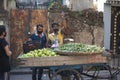Kolkata, India -02.04.2020: Local Indian vendor selling fresh assorted green vegetables in the van during lock down period in