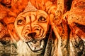 Kolkata India October 2018 - Close up portrait of Screaming horror face of King Bengal Tiger Head. Ghost cruel, Scary halloween Royalty Free Stock Photo