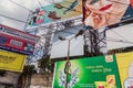 KOLKATA, INDIA - OCTOBER 31, 2016: Wall of posters and billbards in the center of Kolkata, Ind Royalty Free Stock Photo