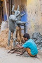 KOLKATA, INDIA - OCTOBER 31, 2016: Workshop manufacturing idols of hindu gods. Kolkata, Ind