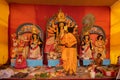 Priest worshipping Goddess Durga, Durga aarti, Durga Puja festival celebration
