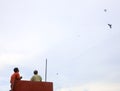 Kolkata, India - September 17, 2022: People flying kites in Kolkata during Occassion of Viswakarma Puja festival.