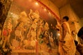 Priest worshipping Goddess Durga, Durga Puja festival celebration Royalty Free Stock Photo