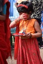 Kolkata, India Ã¢â¬â 8th October 2019; Women participate in Sindur Khela at a puja pandal on the last day of Durga puja at Baghbazar