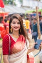 Kolkata, India Ã¢â¬â 8th October 2019; Women participate in Sindur Khela at a puja pandal on the last day of Durga puja at Baghbazar