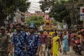 Kolkata Jagannath temple and Rath Yatra. Crowd participate in the Hindu chariot festival