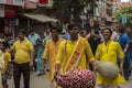 Kolkata Jagannath temple and Rath Yatra. Crowd participate in the Hindu chariot festival