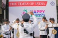 Kolkata Police force officers playing musical instruments