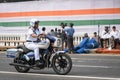 Kolkata Police Lady Officers on motorcycle preparing for taking part in the upcoming Indian Republic Day parade at Indira Gandhi