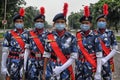 Kolkata Police prepare before the Full Dress Rehearsal for Independence Day.