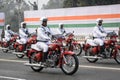 Kolkata Police Sergeant on motorcycle preparing for taking part in the upcoming Indian Republic Day parade at Indira Gandhi Sarani