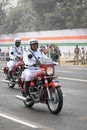 Kolkata Police Sergeant on motorcycle preparing for taking part in the upcoming Indian Republic Day parade at Indira Gandhi Sarani