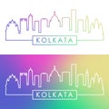 Kolkata skyline. Colorful linear style.