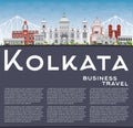 Kolkata Skyline with Gray Landmarks and Copy Space. Royalty Free Stock Photo