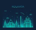 Kolkata skyline trendy vector illustration linear