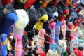 Variety of colorful caps and hats are selling on a open shop, at Esplanade, Kolkata.