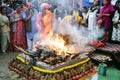 The fire ritual [Homa] performed by the Hindu devotees in an religious occasion