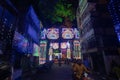 Decorated and illuminated street during Durga puja festival night