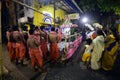 The Hindu devotees gathered in a ritual in the eve of Gajan festival in Kolkata.