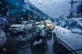 Monsoon abstract image of Kolkata traffic