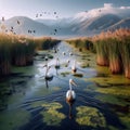 Kolkheti wetlands, AI generated image Royalty Free Stock Photo