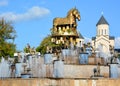 Kolkhida Fountain with golden horse statues