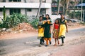 Way to home - indian small girls are walking from school.