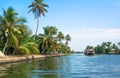 Kollam, India 2017: Fishing boat on the river near Kollam on Kerala backwaters, India Royalty Free Stock Photo