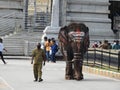 Closeup of beautifully decorated real Elephant at famous Shiva Temple Male Mahadeshwara Hill