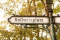 Kollwitzplatz sign, Prenzlauer Berg, Berlin Royalty Free Stock Photo