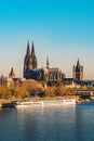 Koln City symbol the Cologne Gothic Cathedral in the center of the city on the bank of River Rhein Royalty Free Stock Photo