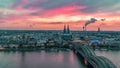 Koln Germany city skyline, Cologne skyline during sunset ,Cologne bridge with cathedral Germany Europe Royalty Free Stock Photo