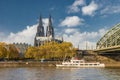 Koln Germany city skyline, Cologne skyline during sunset ,Cologne bridge with cathedral Germany Europe Royalty Free Stock Photo
