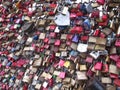 Koln with locks on the train bridge