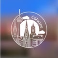 Koln vector linear logo. Trendy stylish landmarks. Great St. Martin Church, Cologne Cathedral the symbol of Cologne, Germany. Royalty Free Stock Photo