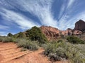 Kolob canyon with white streaking clouds Royalty Free Stock Photo